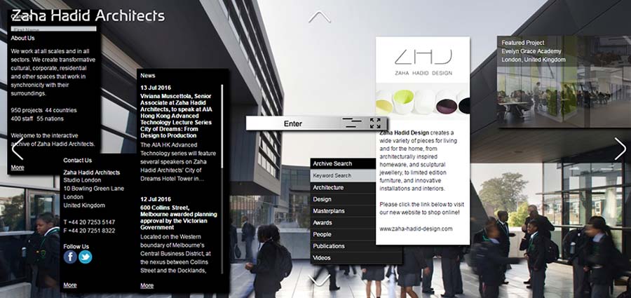 Top 10 Architecture studio websites of 2016 - Zaha Hadid Architects