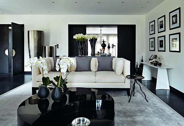 10 Elegant Living Room Color Schemes - Dramatic Black and Grey