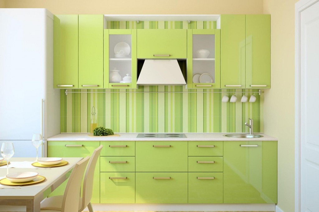 10 Amazing Colorful Kitchens To Inspire You - Green Striped Kitchen