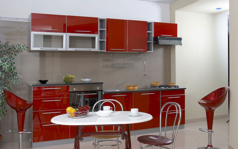 10 Amazing Colorful Kitchens To Inspire You - Red and Grey Kitchen Cabinets