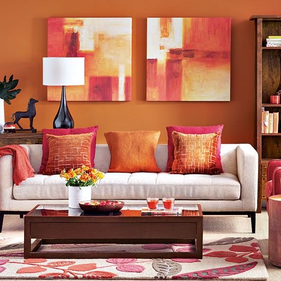 10 Elegant Living Room Color Schemes - Bursts of Orange