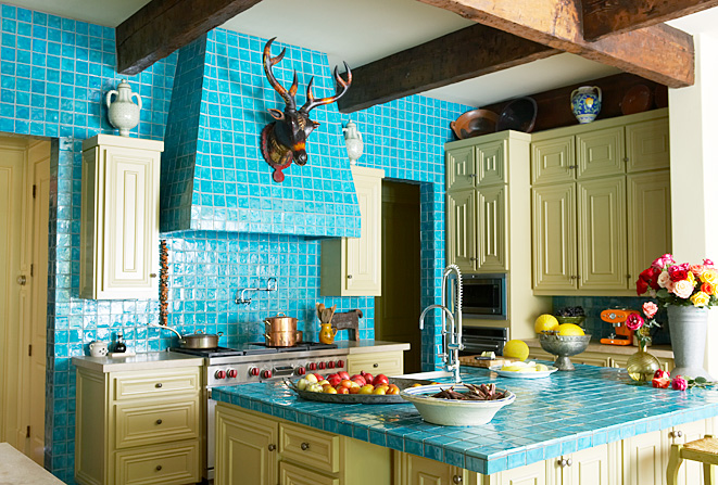 10 Amazing Colorful Kitchens To Inspire You - Turquoise and Yellow Kitchen