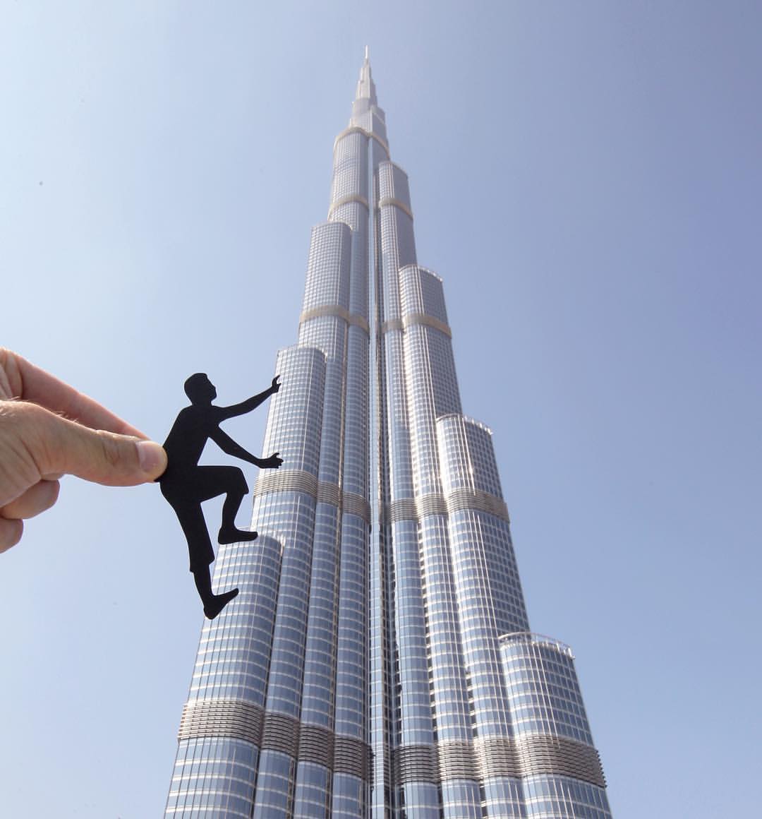 This Paper Art will Change How You See These Architecture Marvels - Guy Climbing at Burj Khalifa