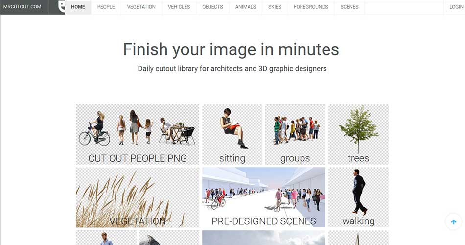 10 Websites to find Cutouts of People for Architectural Renderings - MrCutout | People | Cars | Objects | Animals