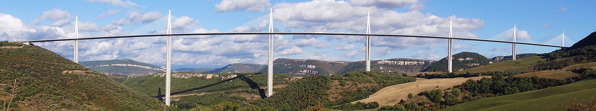 Panorama view of bridge - Millau Viaducta25 Projects by Norman Foster that made him a leader in the Architecture Industry - Millau Viaduct, France