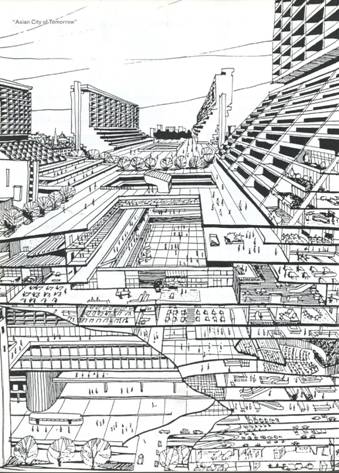 A sketch envisioning the Asian cities of tomorrow - source www.gardensbythebay.com.sg