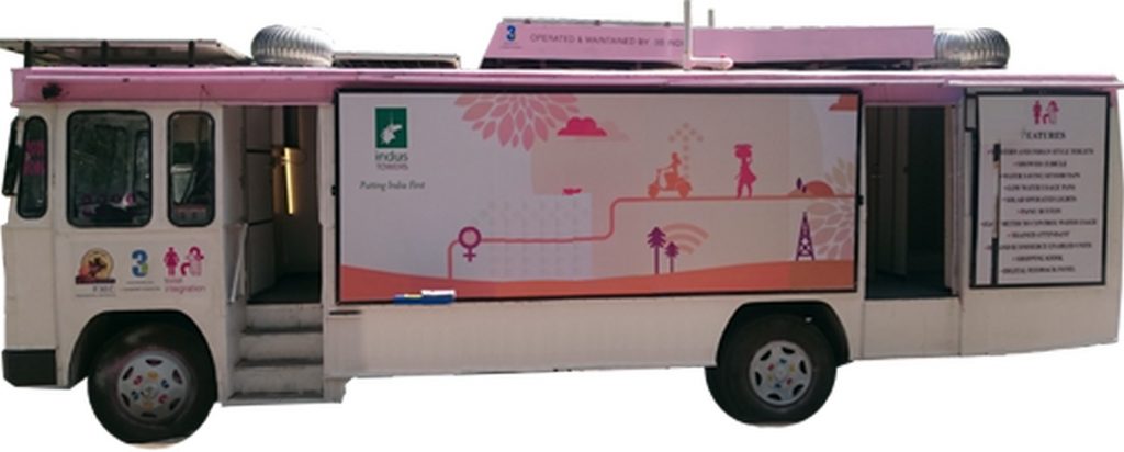 The TI toilets integrated into a bus, an initiative by PMC, Indus and 3S