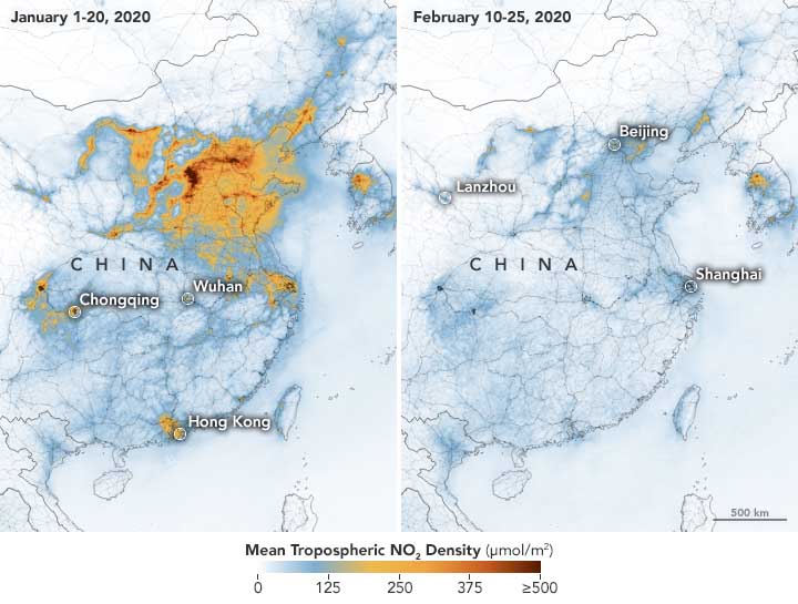 Coronyism of Architecture-Dramatic effect of coronavirus lockdowns seen from space