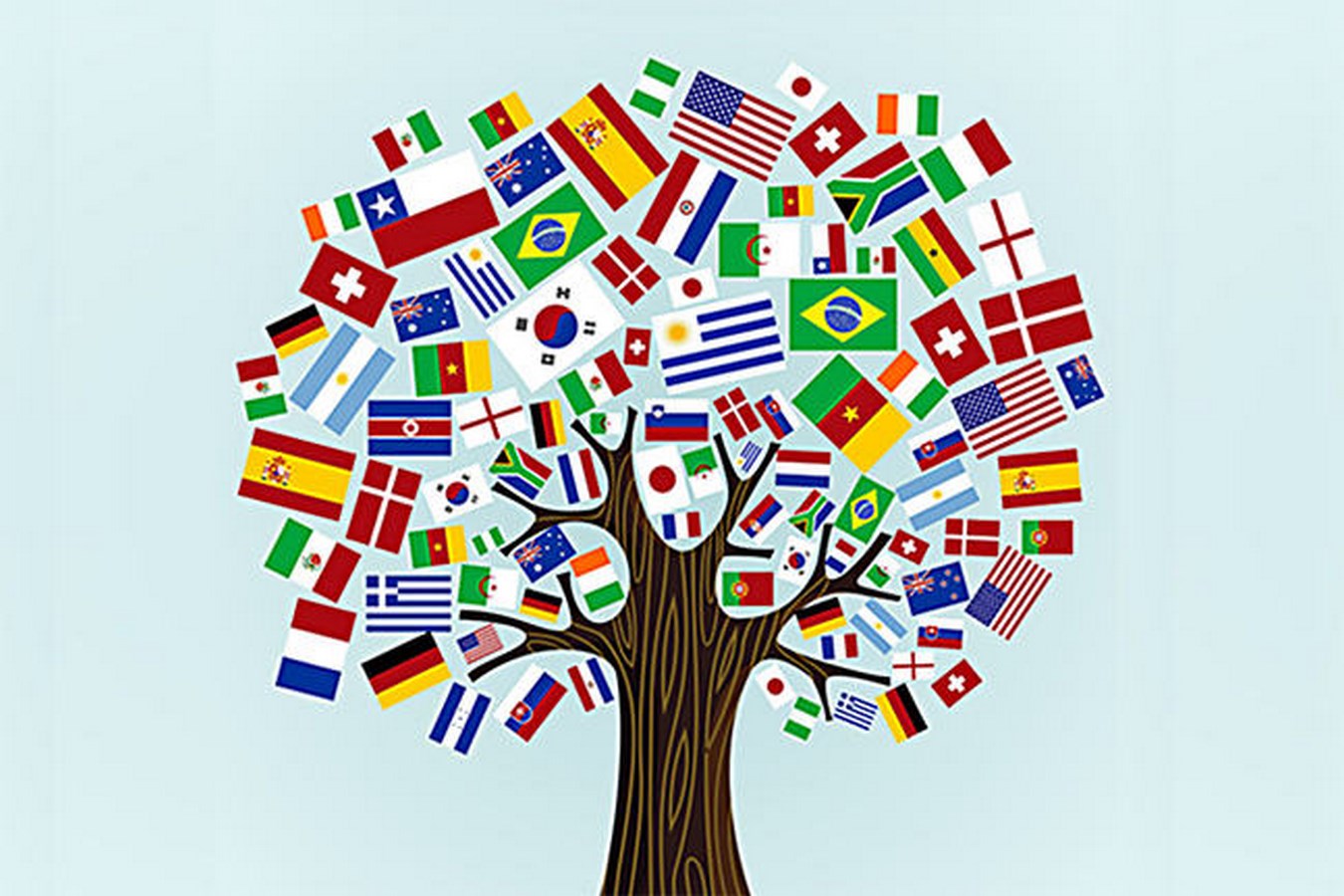 Как называют людей знающих много языков. Языковая картина. Интернациональное Древо с флагами.
