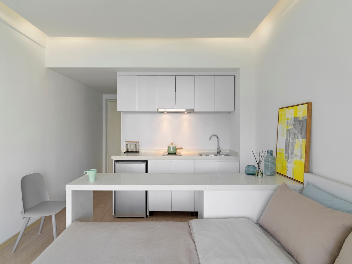 Picture of Image result for Minimalist kitchenSkirt Shelves installation
