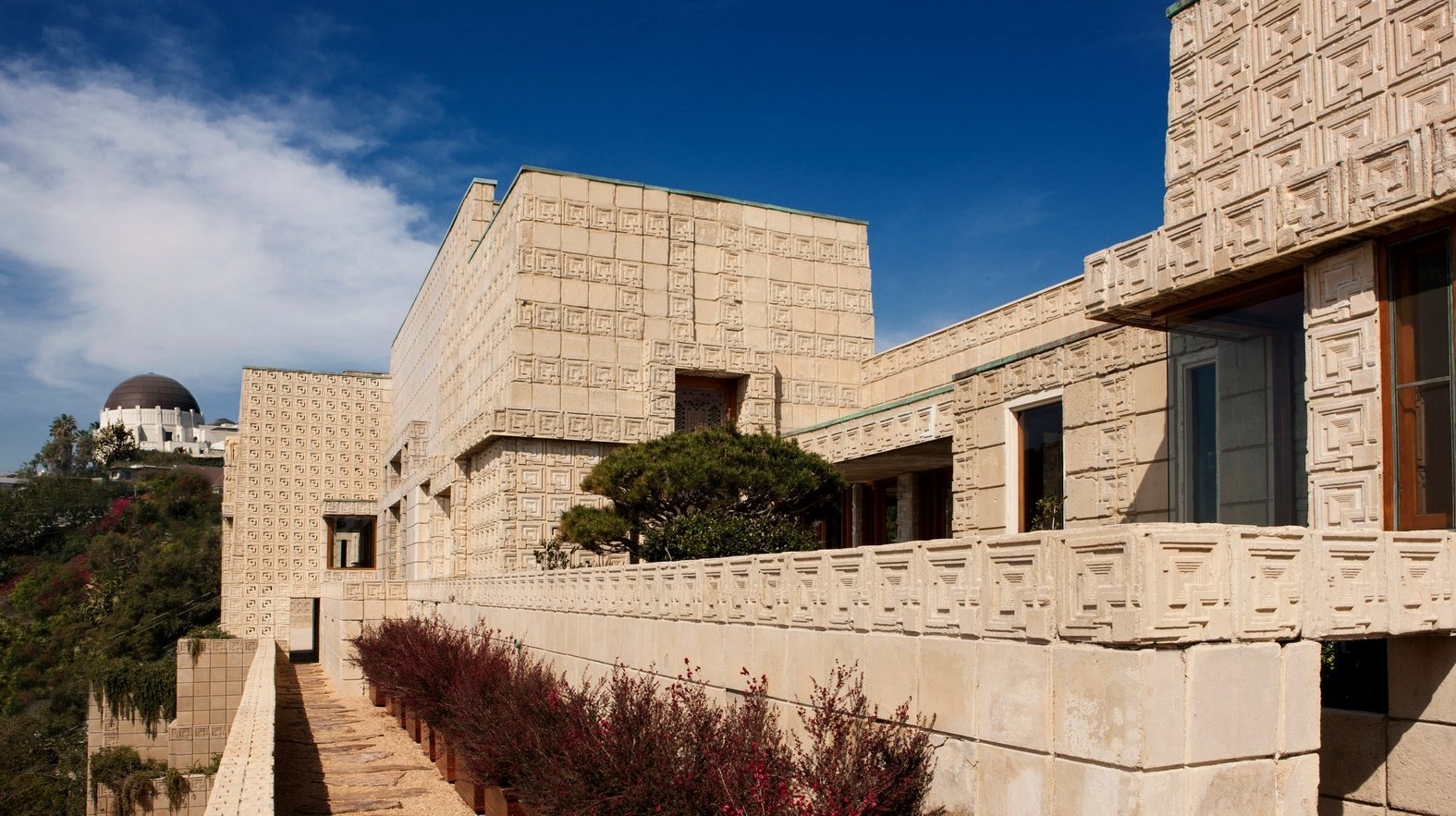 Not all modern architecture is rootless- Exterior view of Frank Lloyd Wright's Ennis House