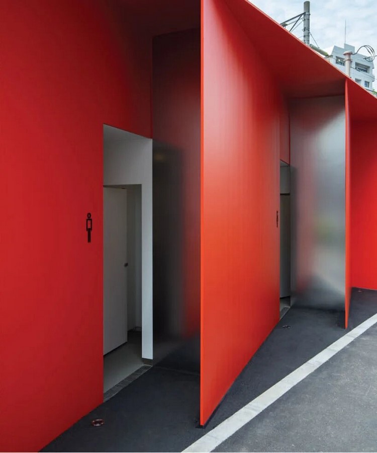 Nao Tamura Designs All red restroom for the Tokyo Toilet Initiative9