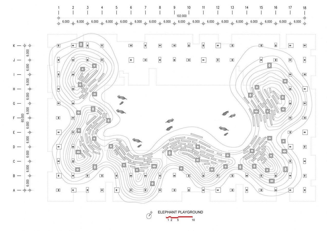 'Cultural courtyard' for elephants + humans in thailand created by Bangkok project studio- sheet8