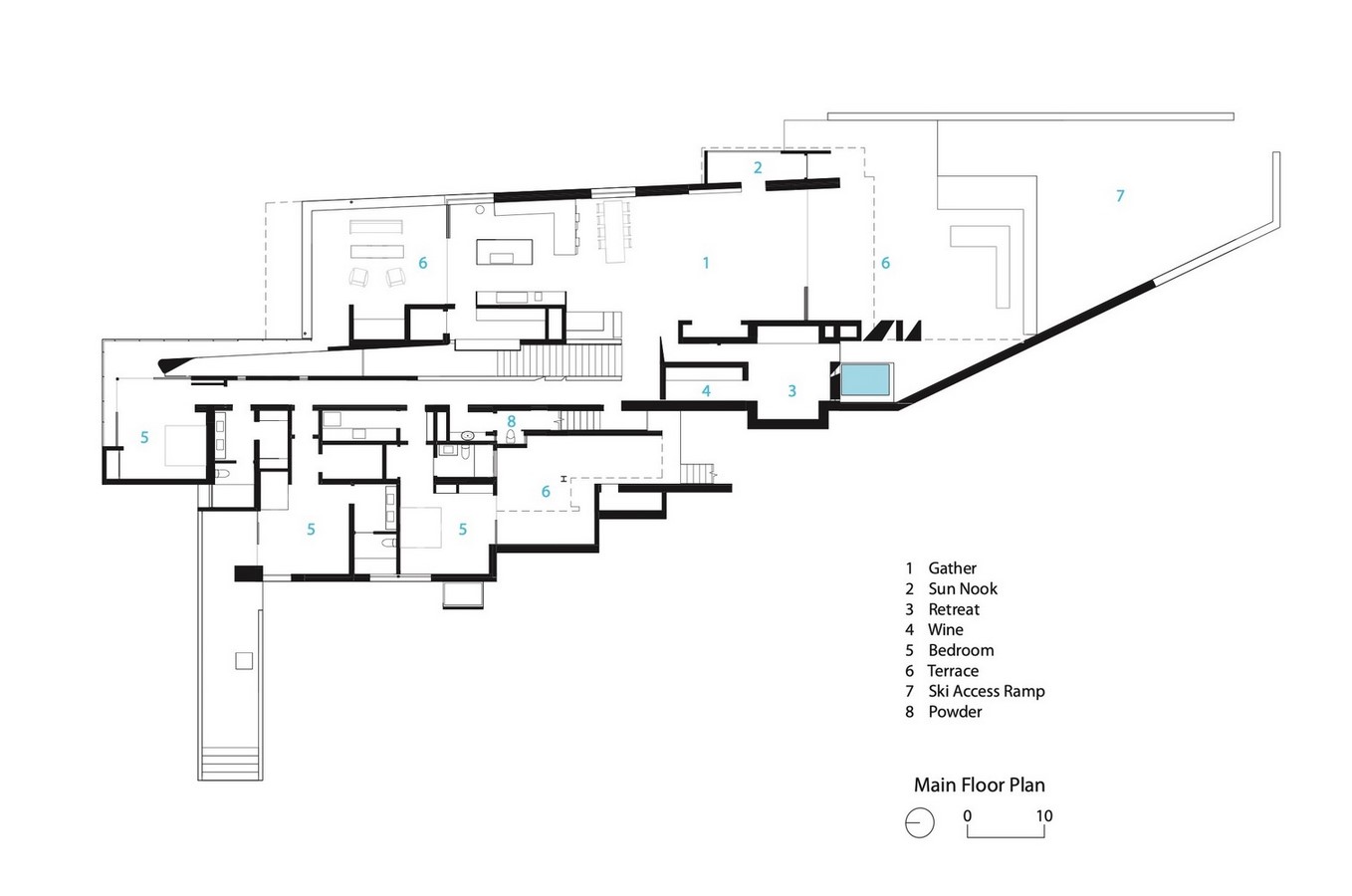 Three-storey coloured window, Lookout House created by Faulkner Architects - Sheet13