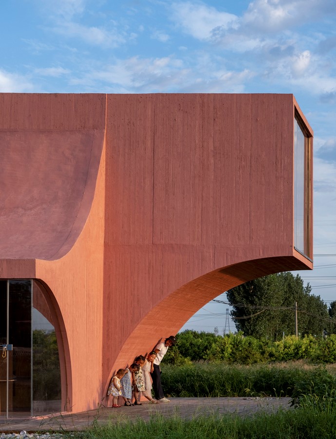 Sculptural 'peach hut' pavilion built as part of community center in rural China by Atelier Xi - Sheet5