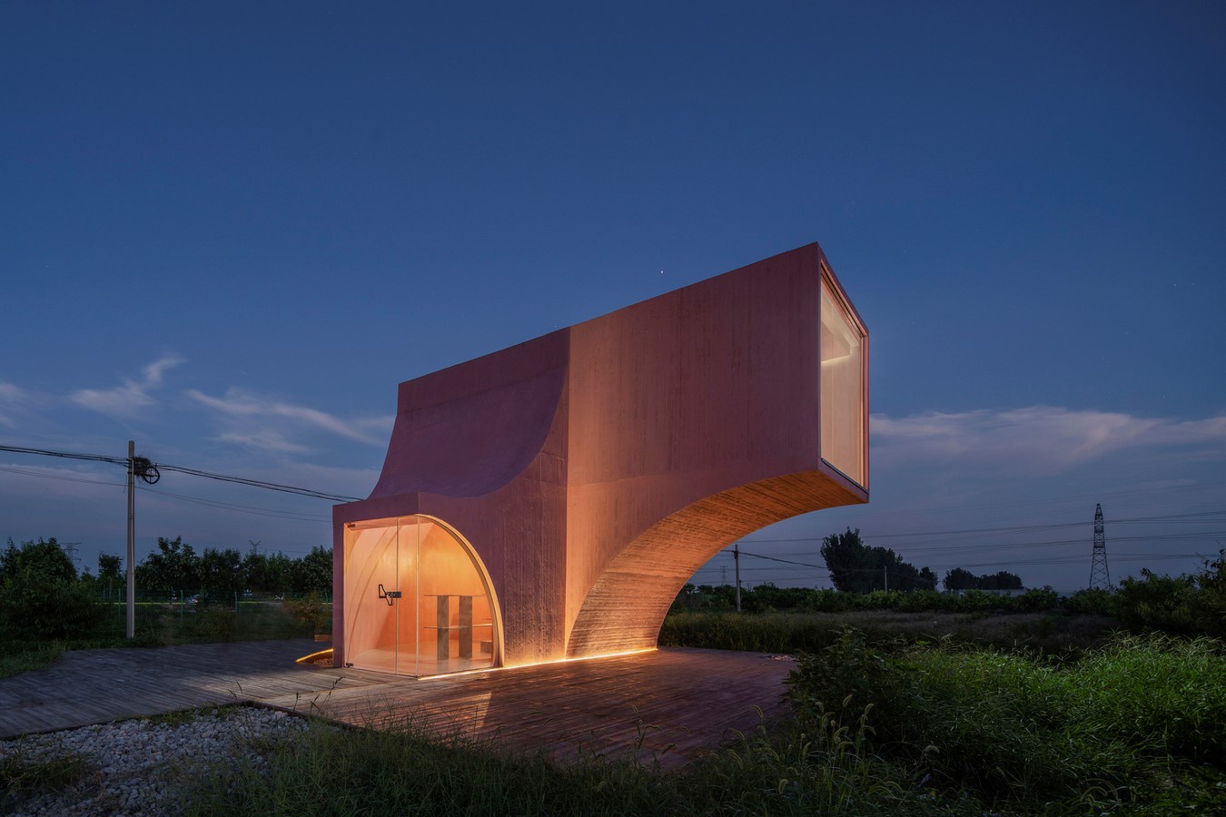 Sculptural 'peach hut' pavilion built as part of community center in rural China by Atelier Xi - Sheet6