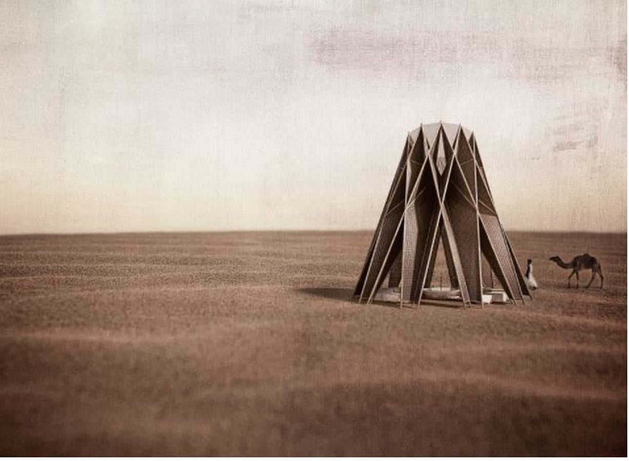 Nomad pavilion by Dina Haddadin and Rasem Kamal: Shelter and Water collection unit in Jordanian desert - Sheet2