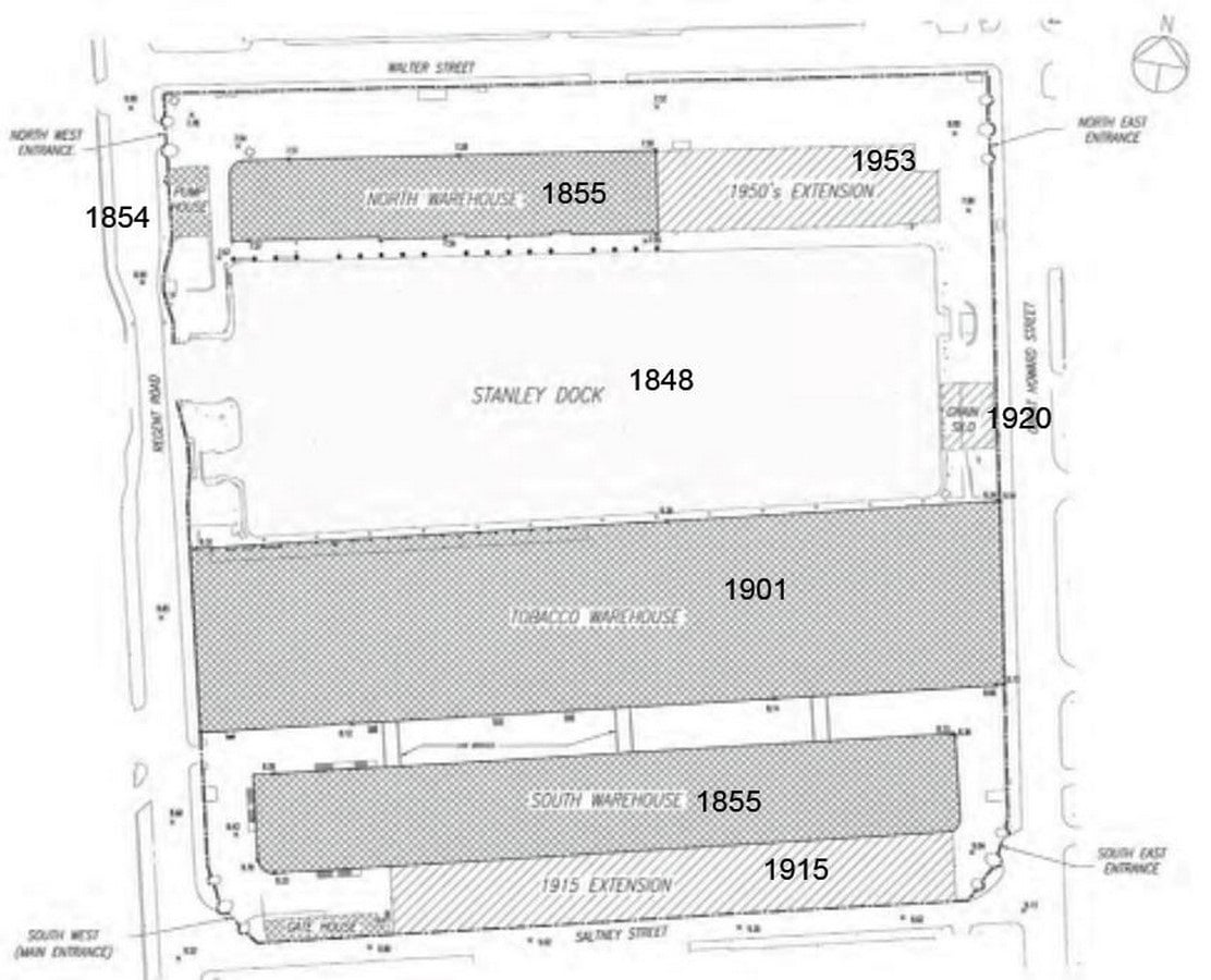 Stanley Dock Tobacco Warehouse by Anthony George Lyster: World's largest brick warehouse - Sheet1
