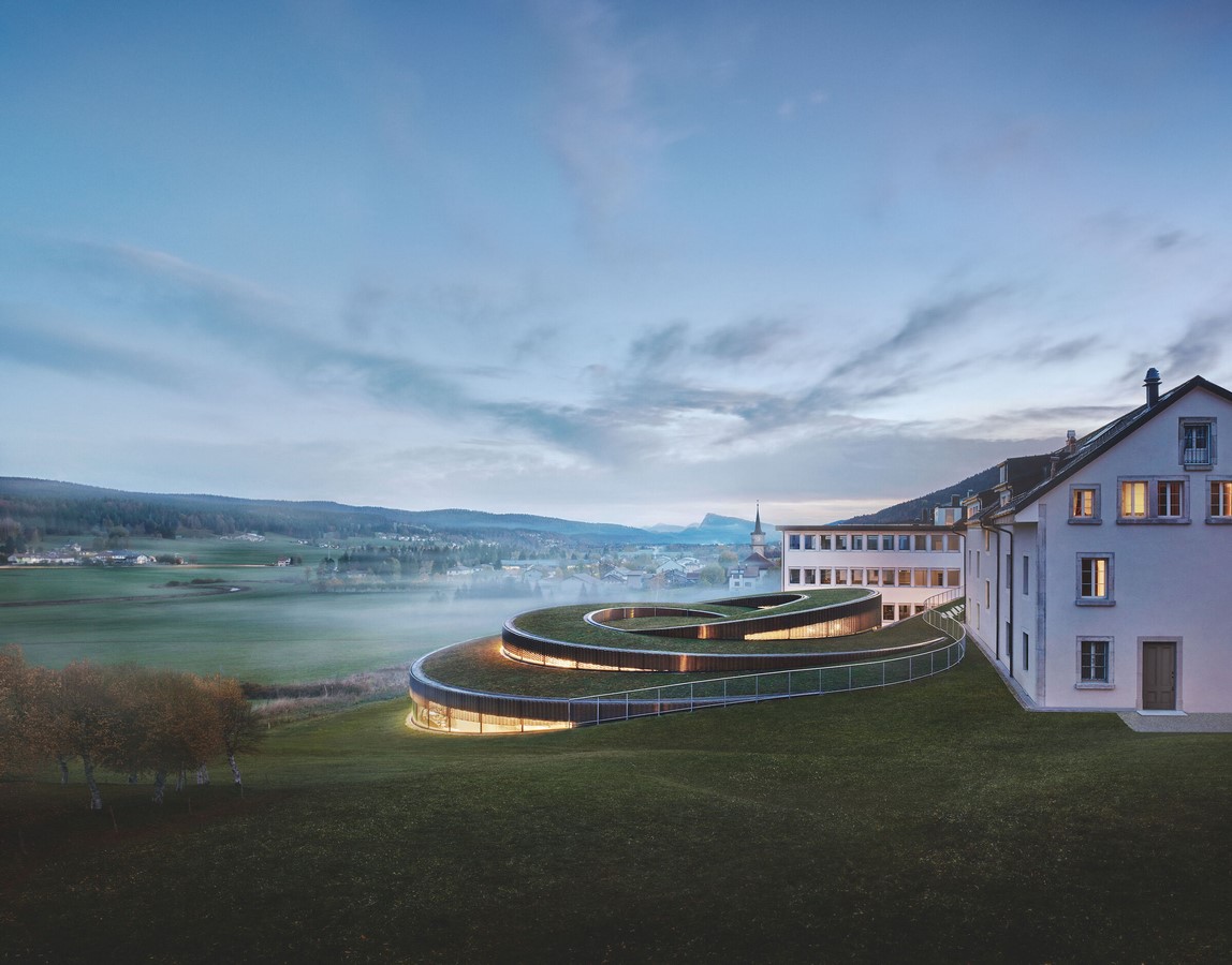 Audemars Piguet Museum by Bjarke Ingles Group: Spiral-shaped Glass Pavilion - Sheet1