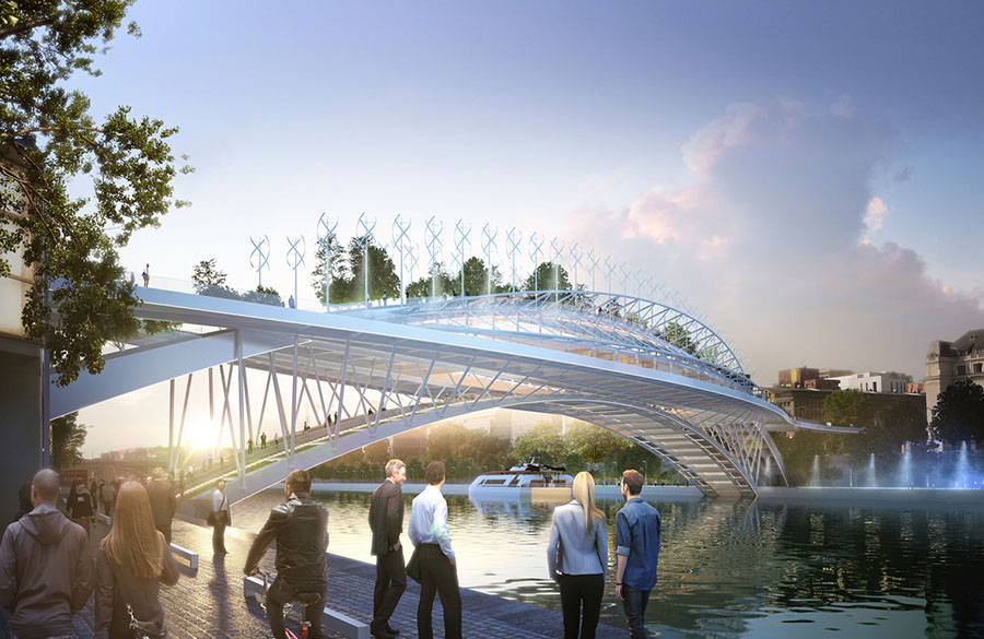 Design For Garden Footbridge Bio-Inspired By Fish Skeleton revealed by Vincent Callebaut Architectures