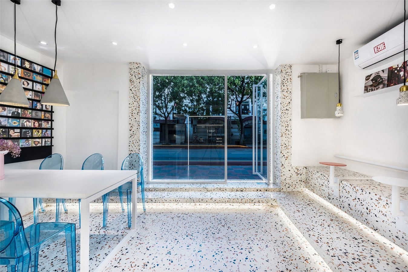 This Tiny Cafe is Dotted With White And Orange Interwoven Terrazzo Details In Tianjin is designed by TOUCH Design - Sheet3