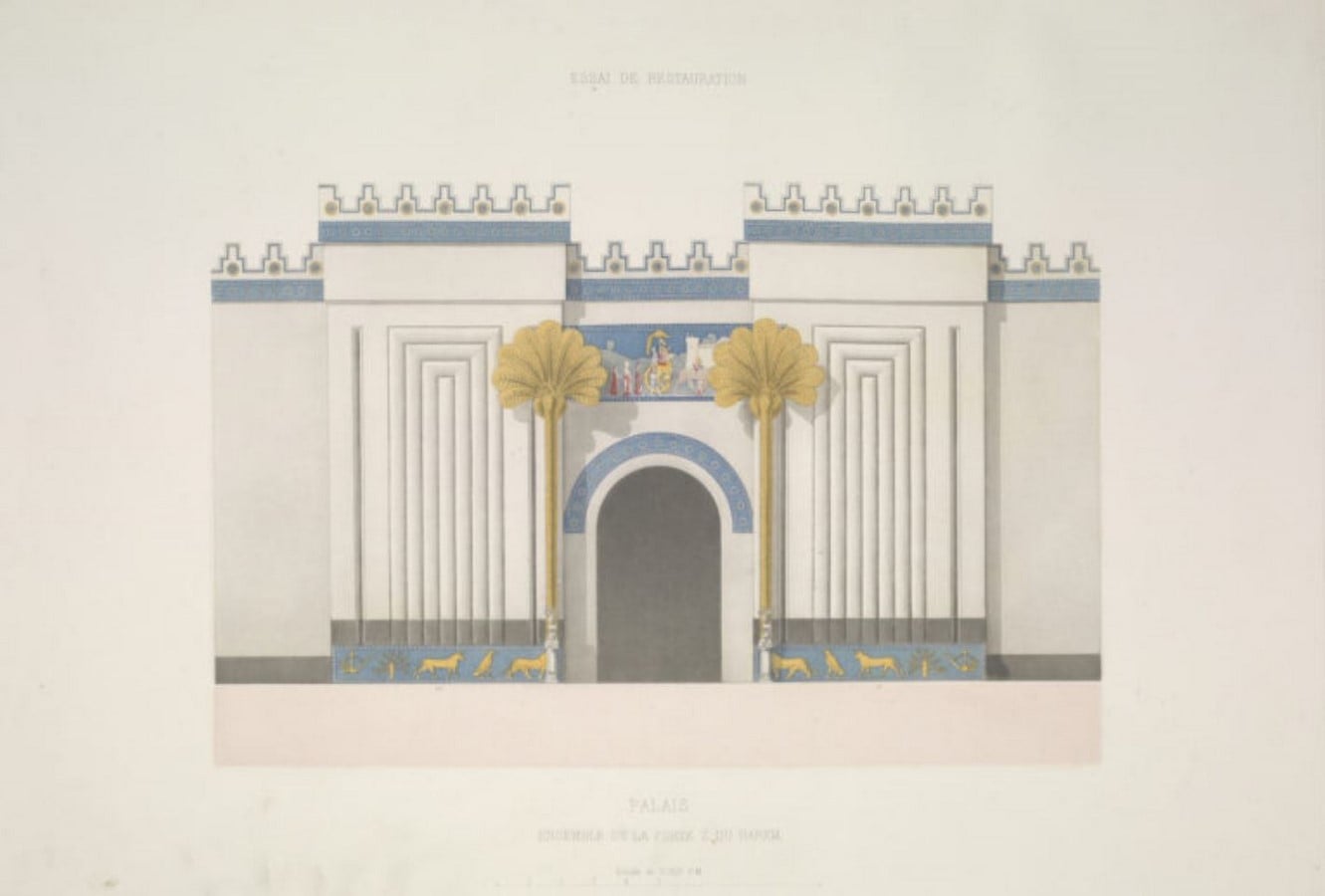 Victor Place-Félix Thomas, Palais. Ensemble de la porte Z. du harem, Ninive et l’Assyrie, 1867-1870_© General Research Division, The New York Public Library Digital Collections