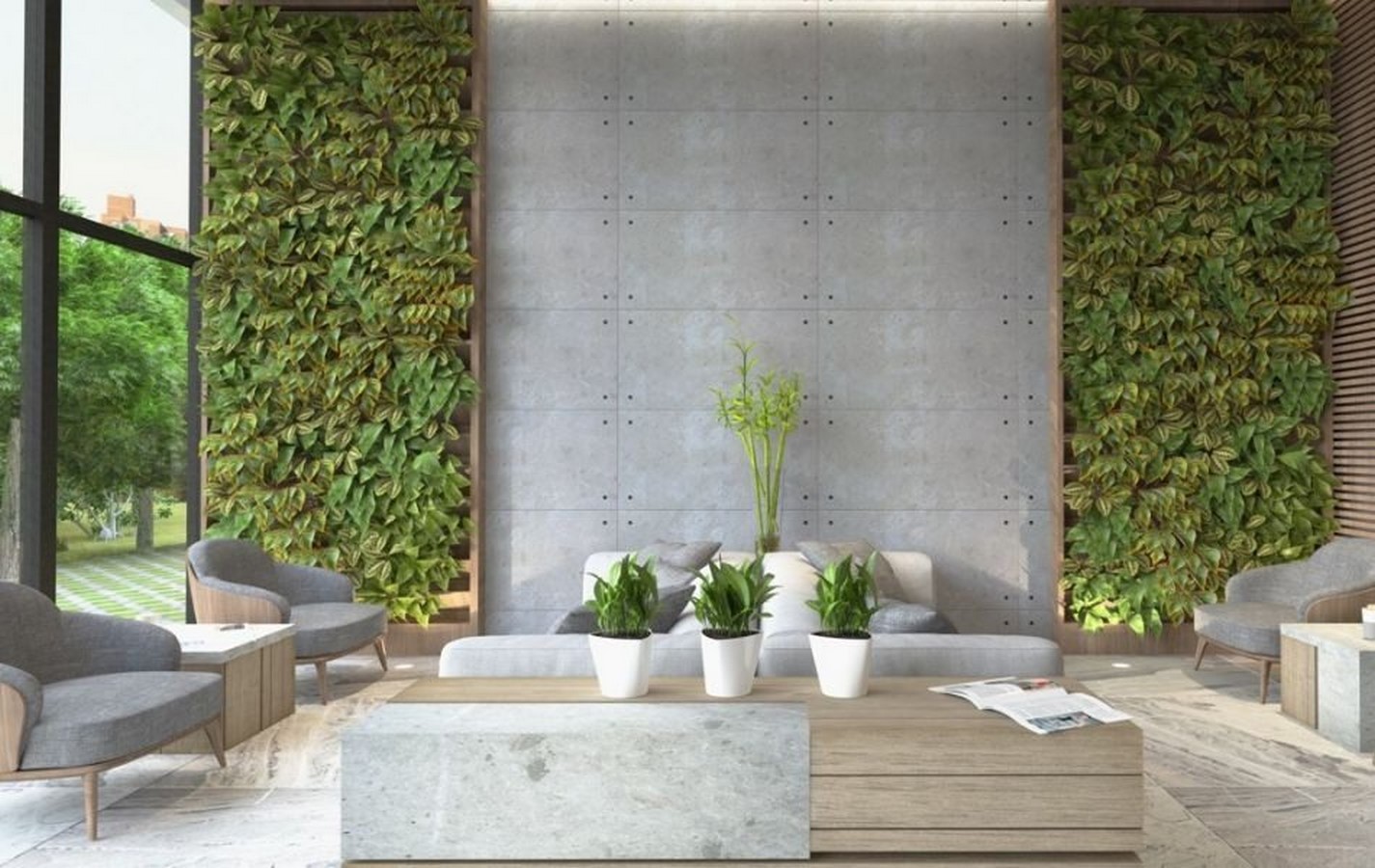 Adding greens in the interior spaces