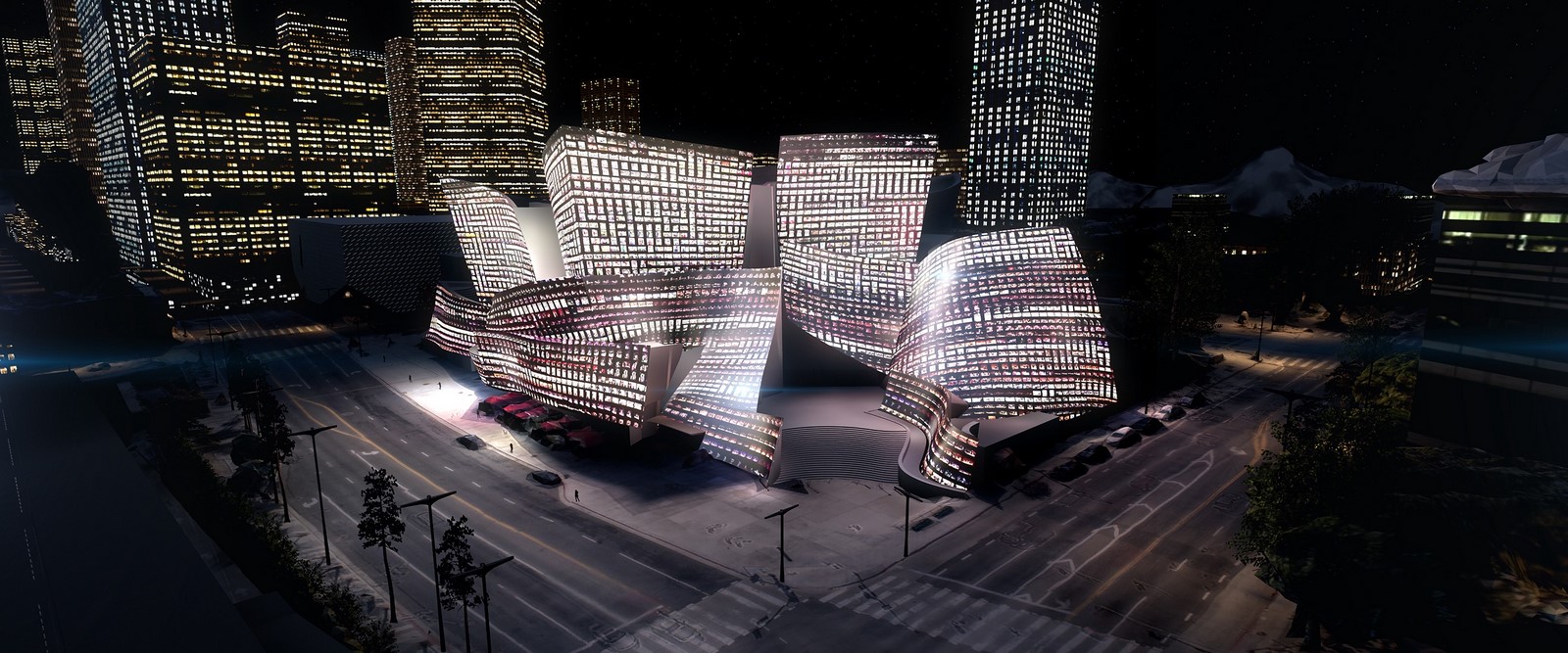 Refik's data art sculpture adorning the facade of the Walt Disney Concert hall_ ©Medium