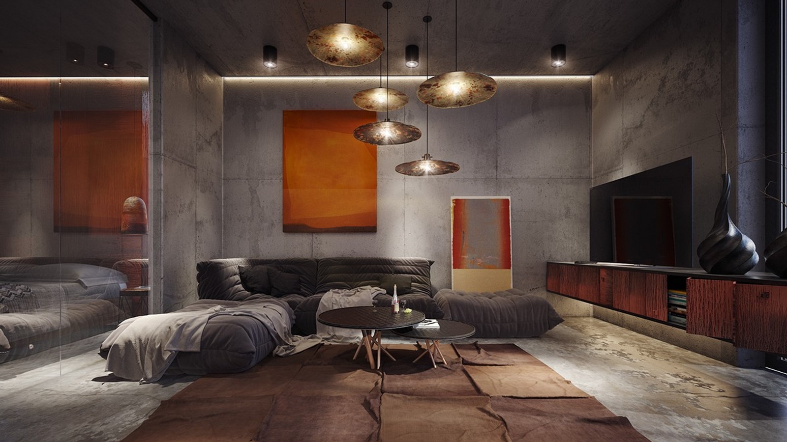 50 Living rooms enhanced by concrete - Sheet9