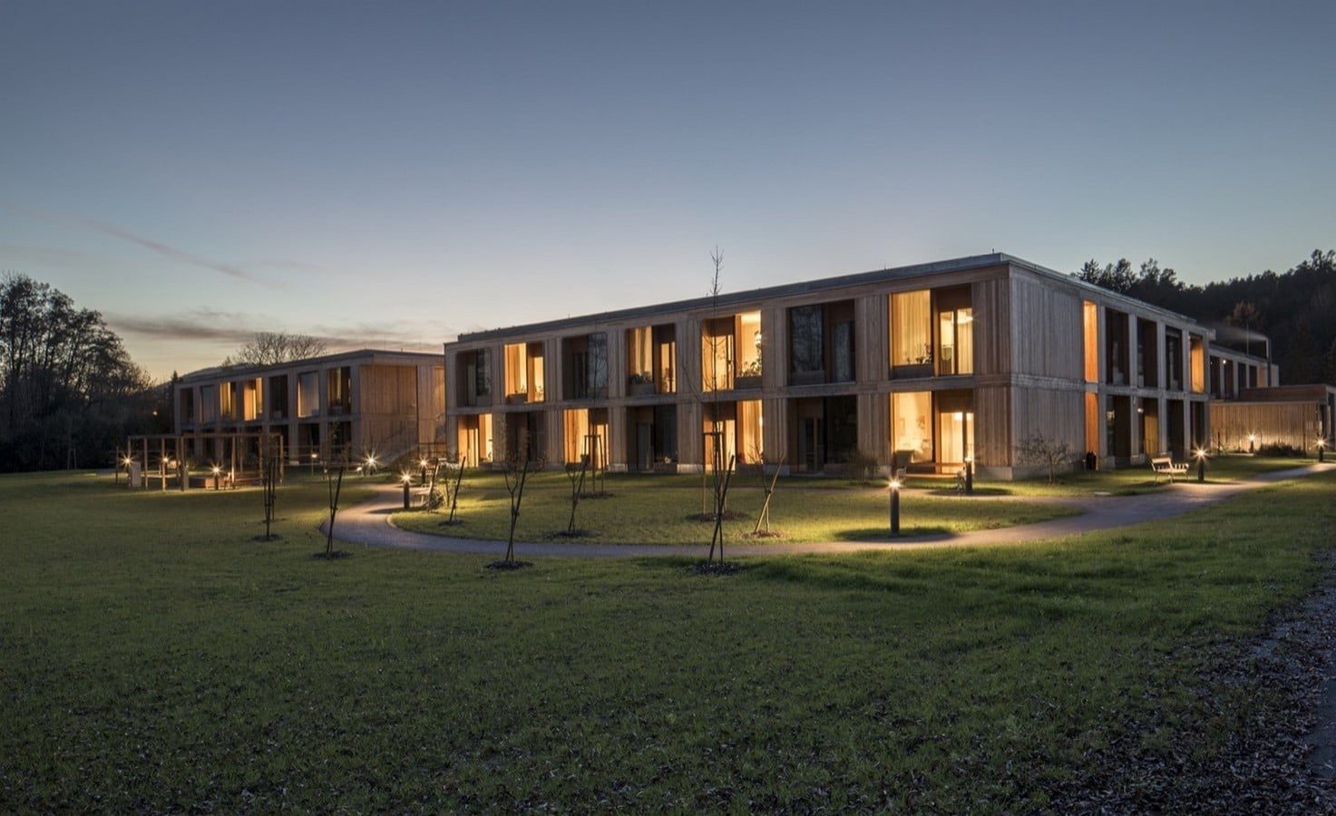 Landscape lighting: Residential Care Home Andritz / Dietger Wissounig Architekten_ © Paul Ott_ <a href=