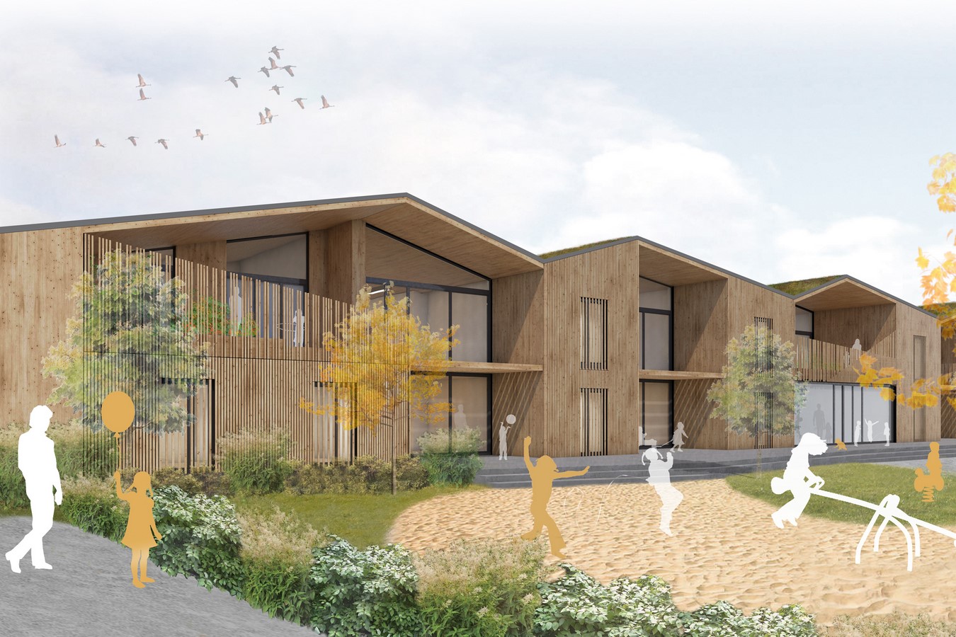 <span style="font-weight: 400;">Soekeland Leimbrink – Day care center design </span><span style="font-weight: 400;">© https://www.soekeland-leimbrink.de/architektur-wettbewerb-kita-bramsche.html</span>