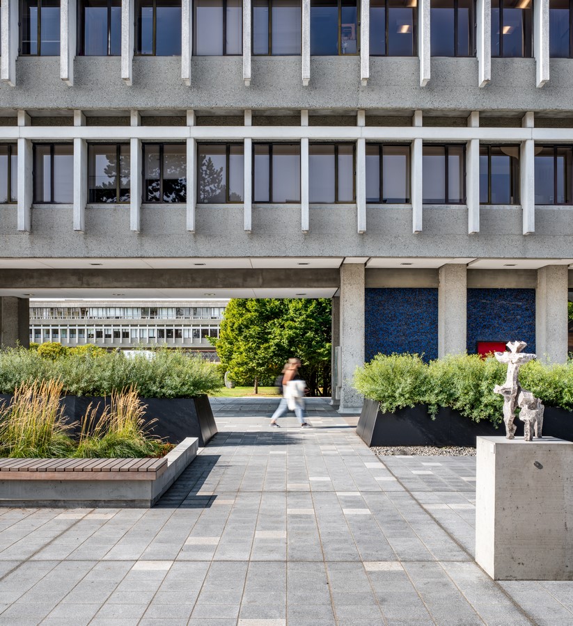 Built in 1965, the Erickson / Massey Simon Fraser University Campus is among the most significant pieces of Canadian architecture. The Plaza serves a double function: as an open-air public space and as a roof sheltering education spaces beneath.: Sheet 7