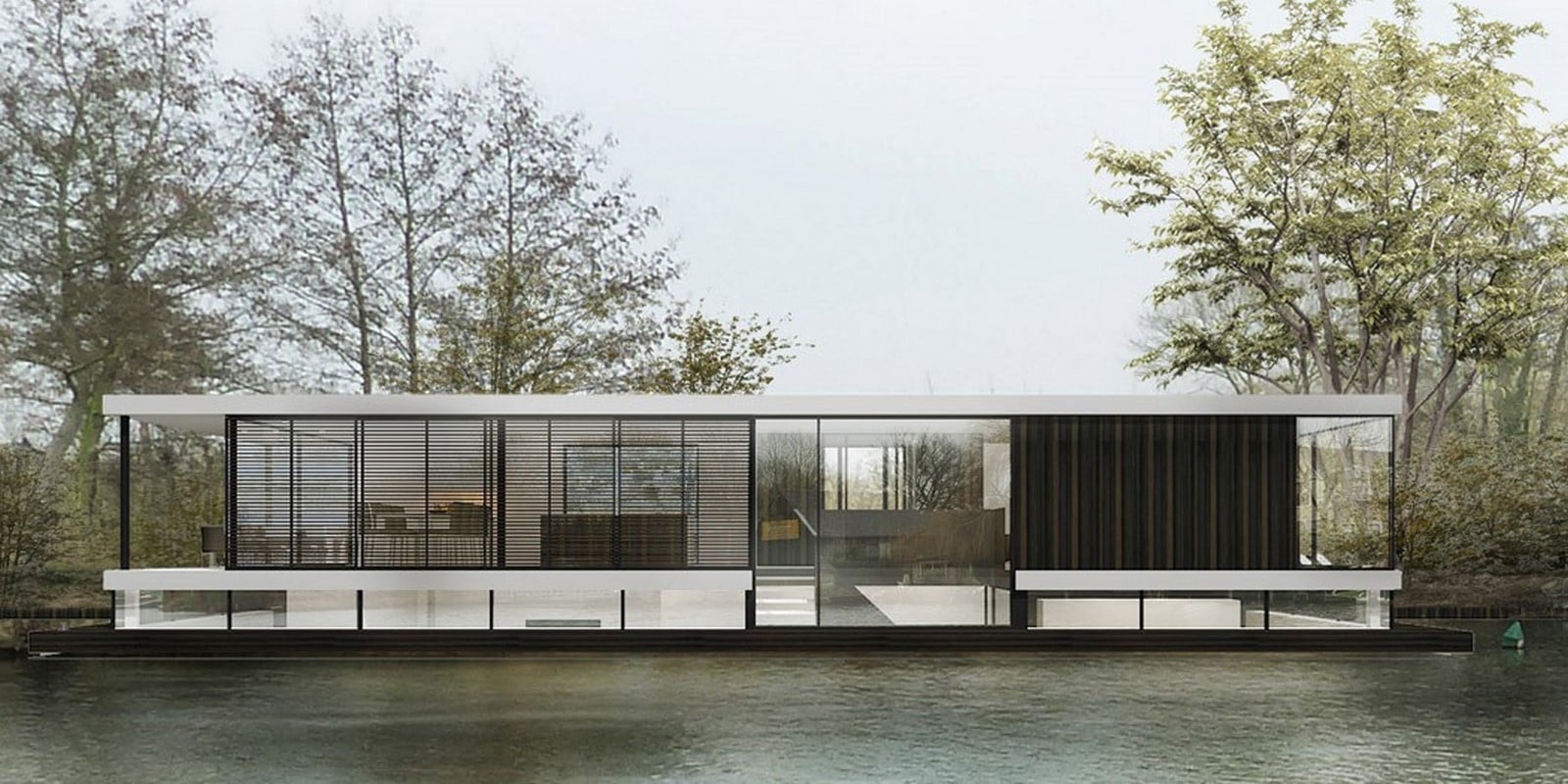 Finbarr McComb Architects – Houseboat on the Vecht ©https://mccomb.nl/woonboot-vecht.html