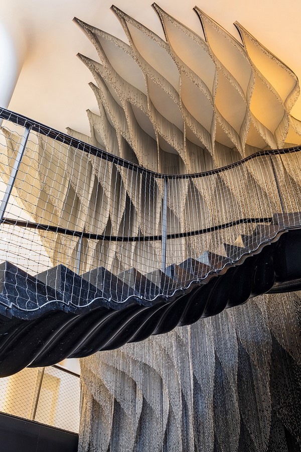 Metal Curtain With Shades Of Grey At The Atrium Of Casa Batlló designed by Kengo Kuma And Associates - Sheet2