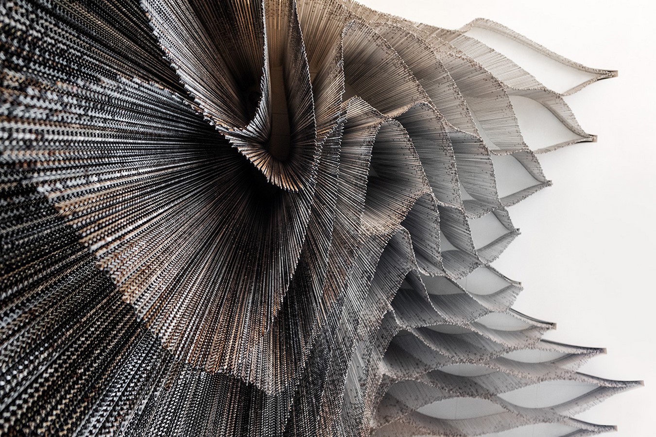 Metal Curtain With Shades Of Grey At The Atrium Of Casa Batlló designed by Kengo Kuma And Associates - Sheet5