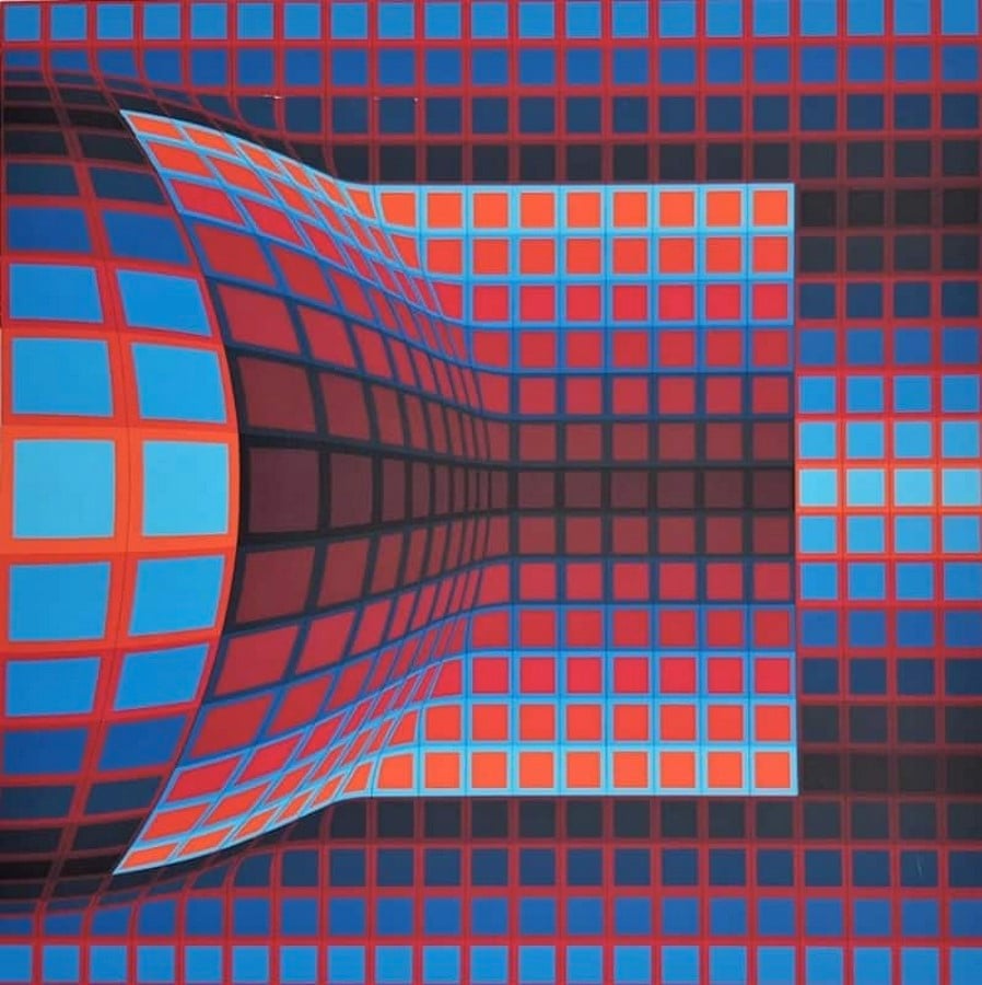 Victor’s Optical Cube in 1975._©https://magazine.artland.com/art-movement-op-art/