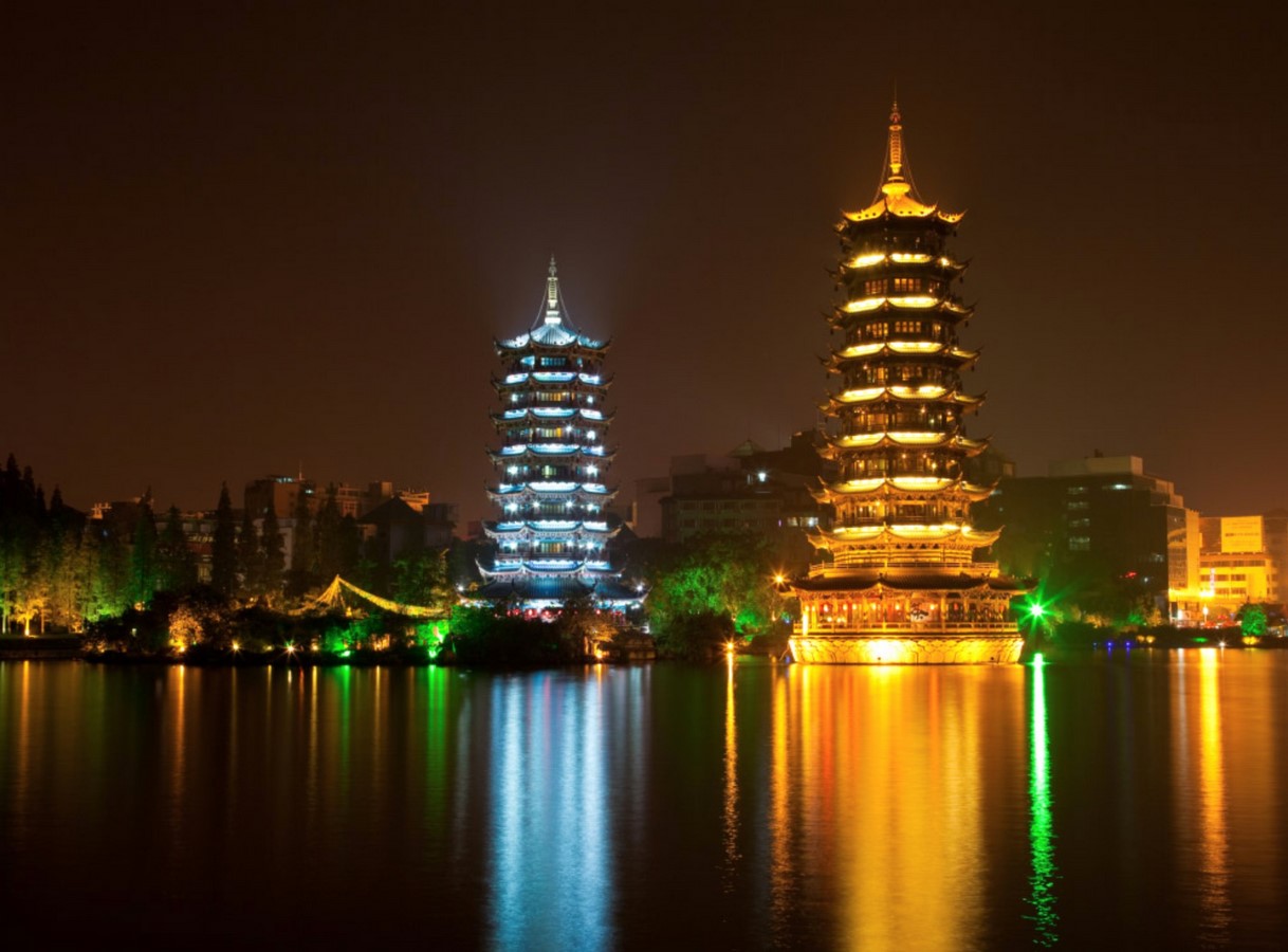 Sun and Moon Pagodas, China: Performing Center in a Vertical Rise - Sheet1