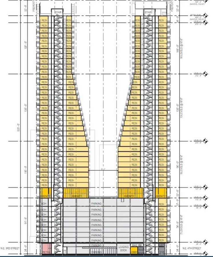 Tapered skyscrapers wrapped in steel grid in Fort Lauderdale designed by ODA - Sheet14