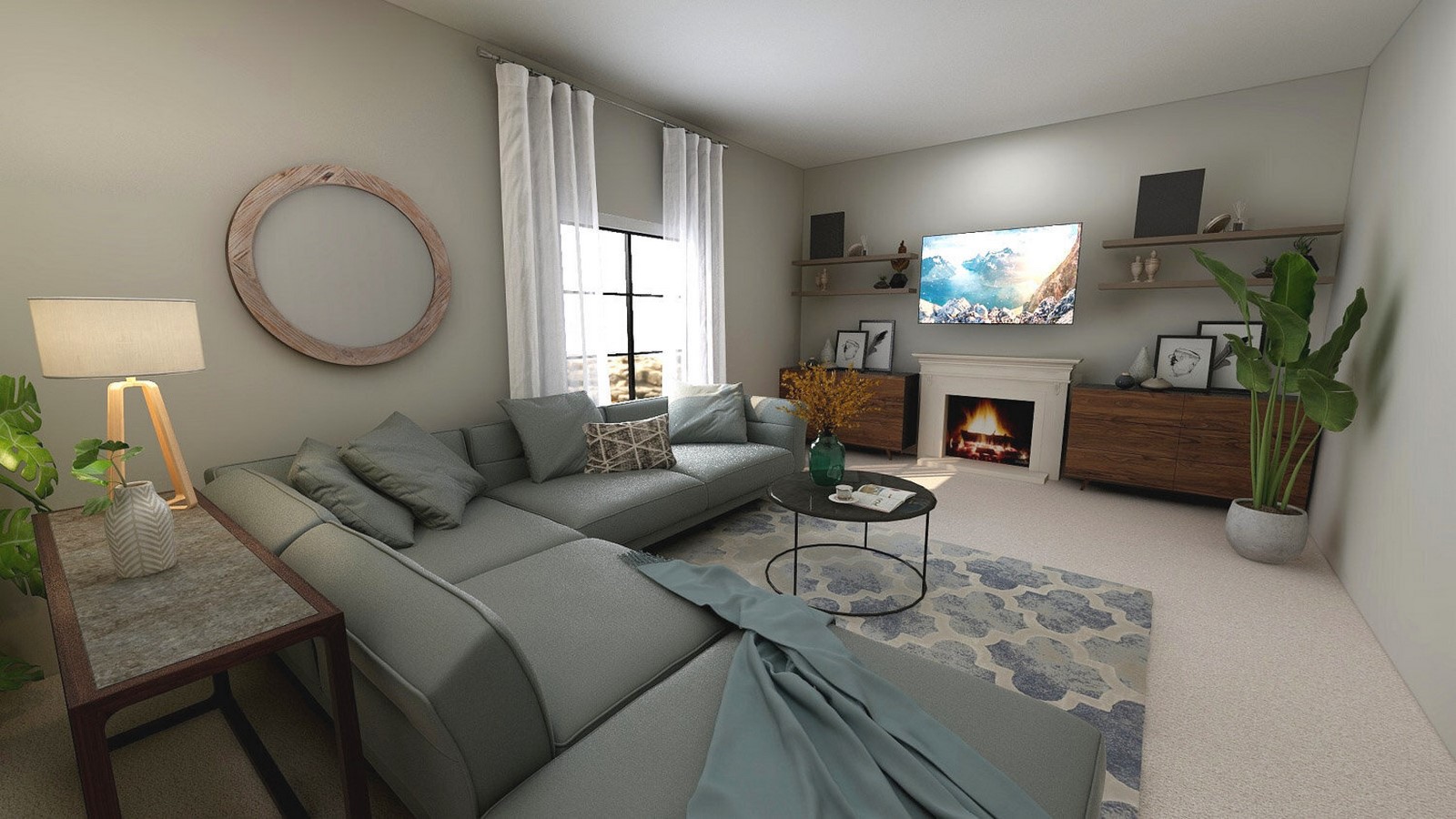 Peacock &amp; Dahlia Interiors LLC_©https://peacockanddahlia.com/rustic-luxe-living-room