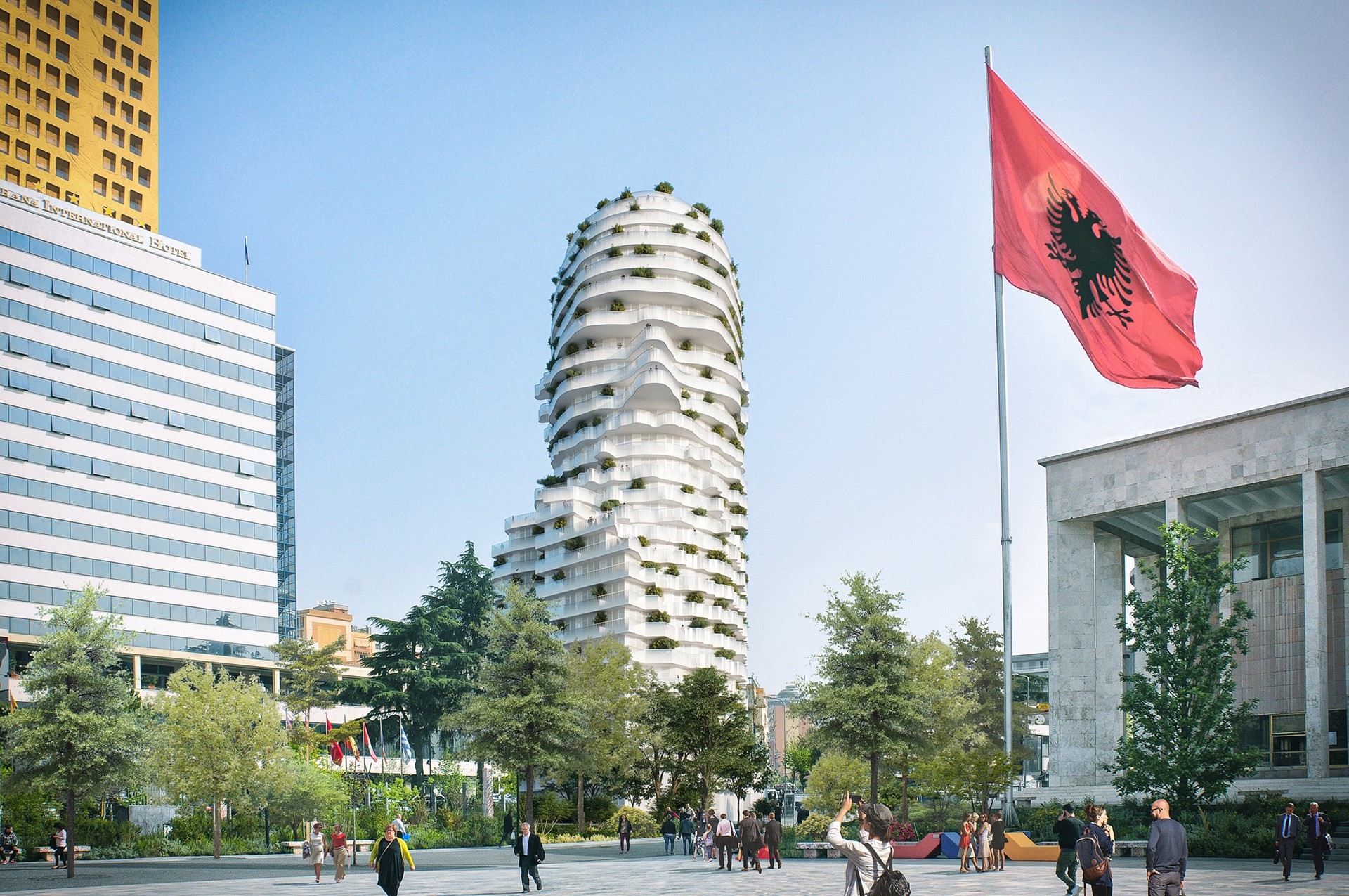 Mixed-Use Building in Albania shaped after the country's National Hero unveiled by MVRDV - Sheet1