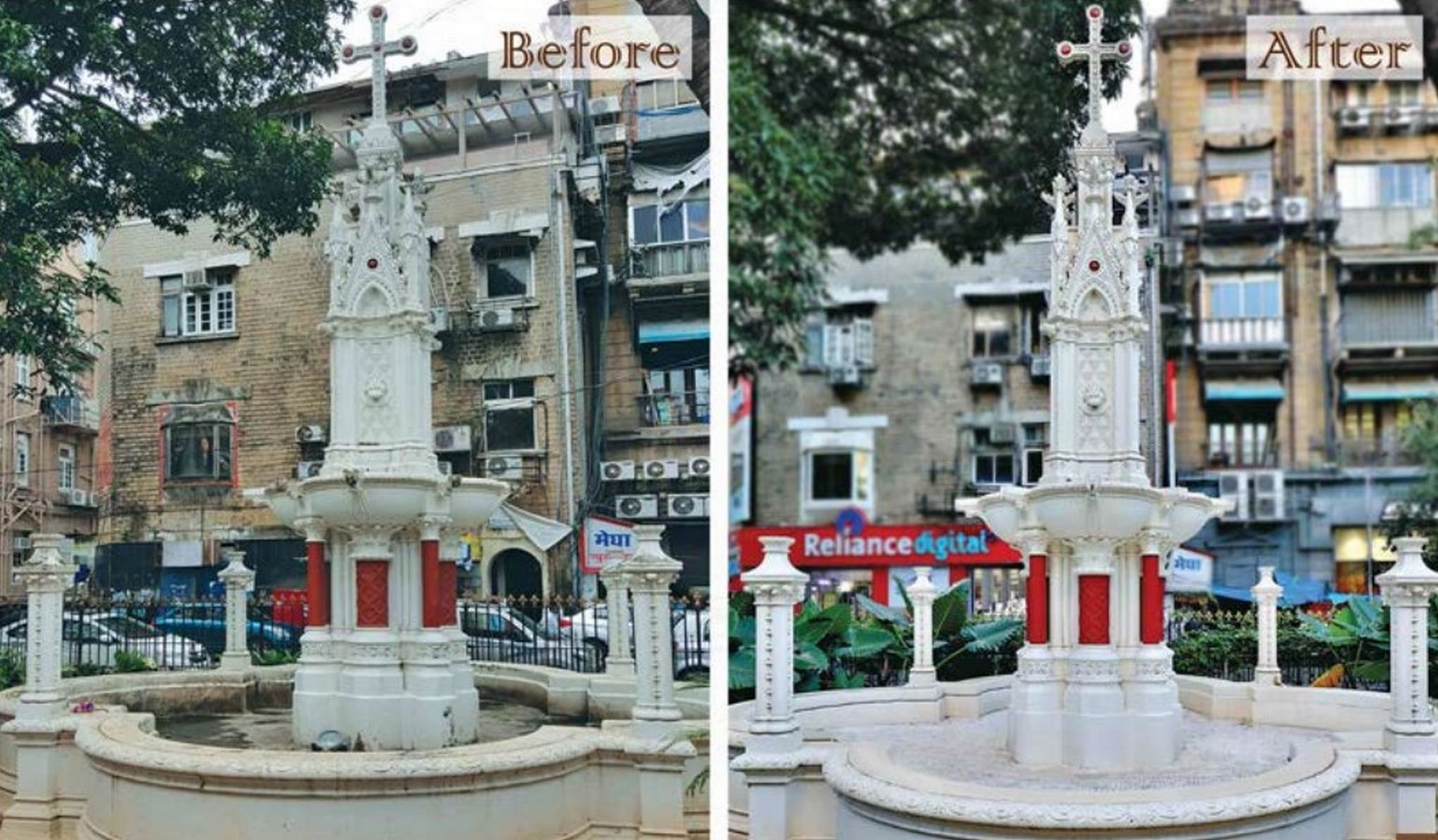 Before and After of The Baptismal Font at the St. Thomas Cathedral_©Savani Heritage Conservation Pvt. Ltd.