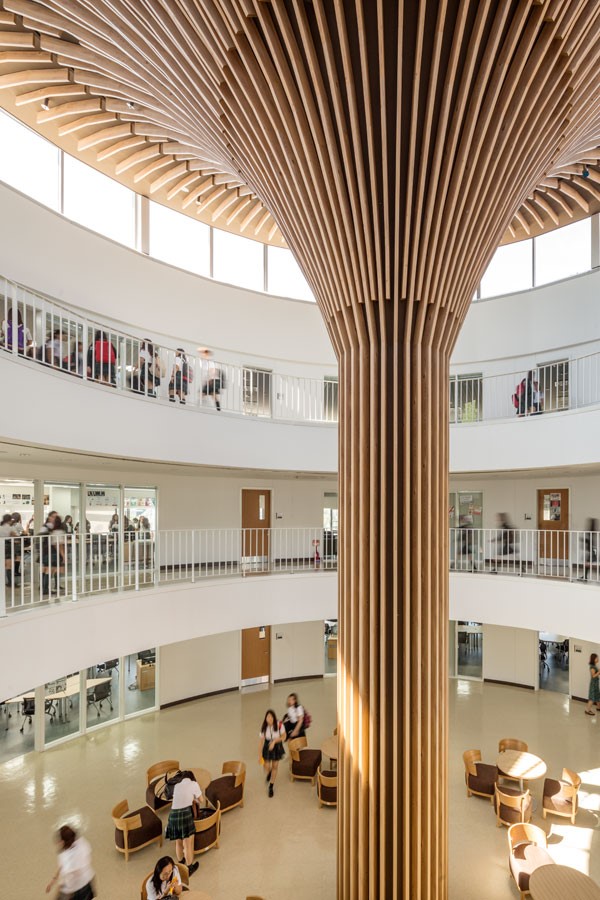 Rainwater harvesting system in central lobby_© https://mkpl.sg/bha-campus-jeju-island/