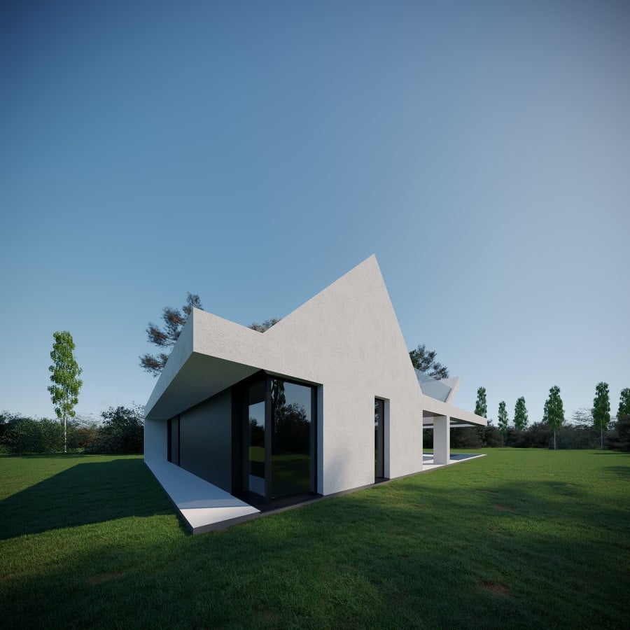 Two minimalistic white barns by the Polish sea by Biams -Sheet2