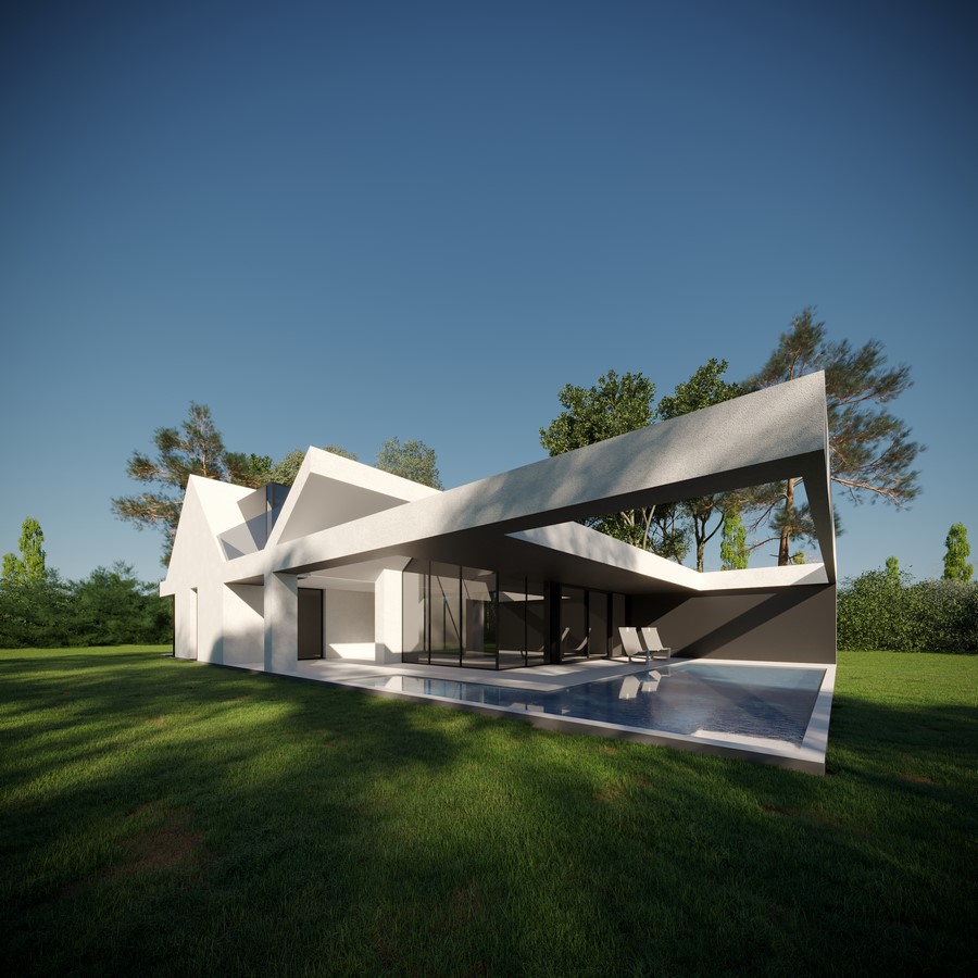 Two minimalistic white barns by the Polish sea by Biams -Sheet5