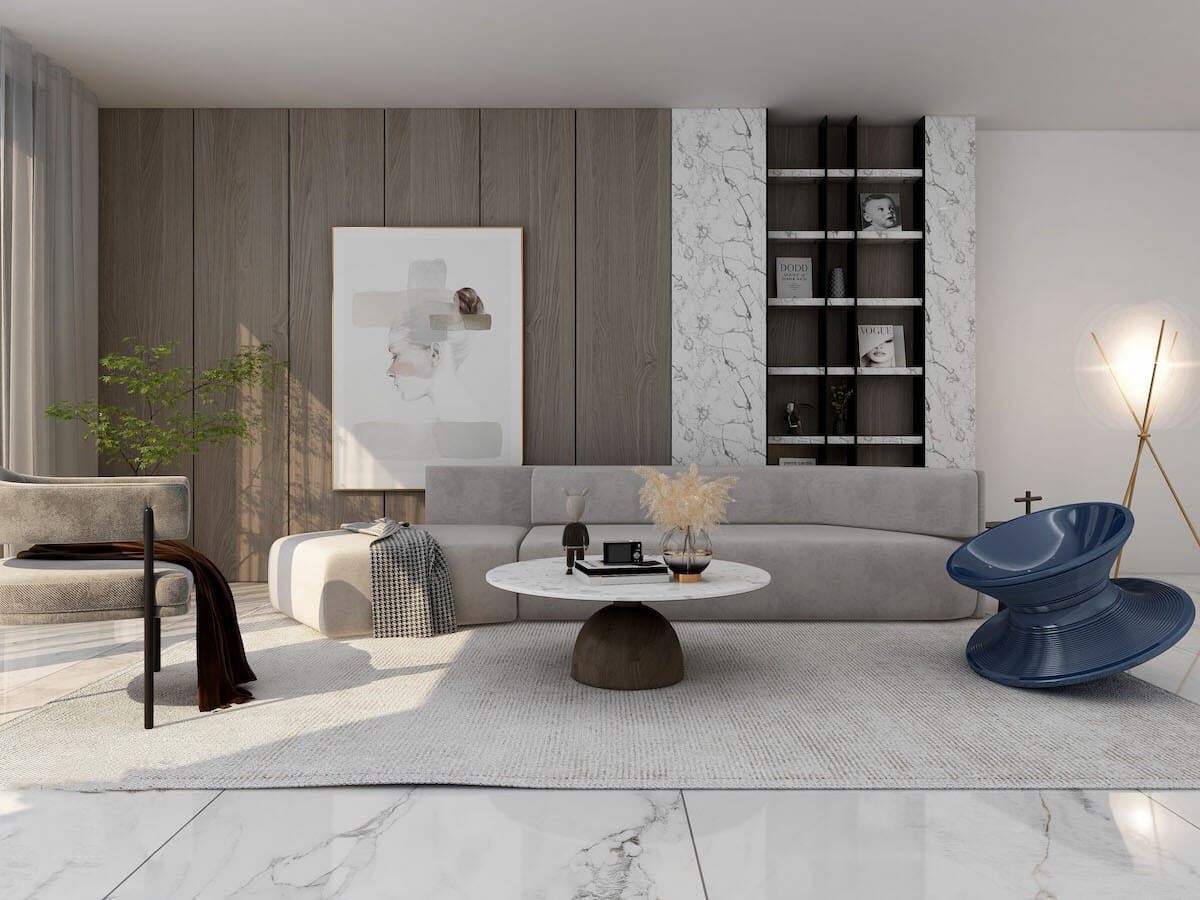 2023 home decor trends for curved furniture by Decorilla designer © Vida N.