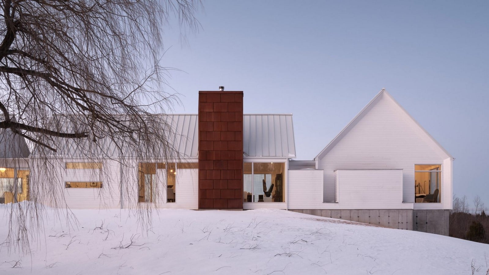 BLDG Workshop places Corten steel details on all-white home in rural Ontario - Sheet7