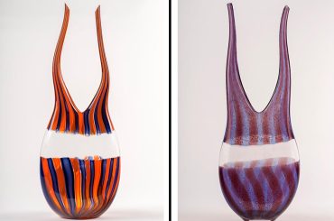 Exquisite Design of Three-Part Cane Incalmo Technique in Blown Glass Artwork by Arjun Rathi Design