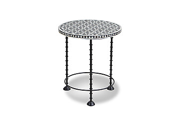 Elegance and Quirk in Side Tables and Lamps by Bay Window
