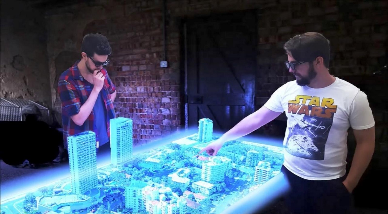 Holographic technology in futuristic urban landscapes-Sheet3