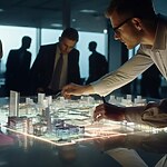 Holographic technology in futuristic urban landscapes-Sheet4